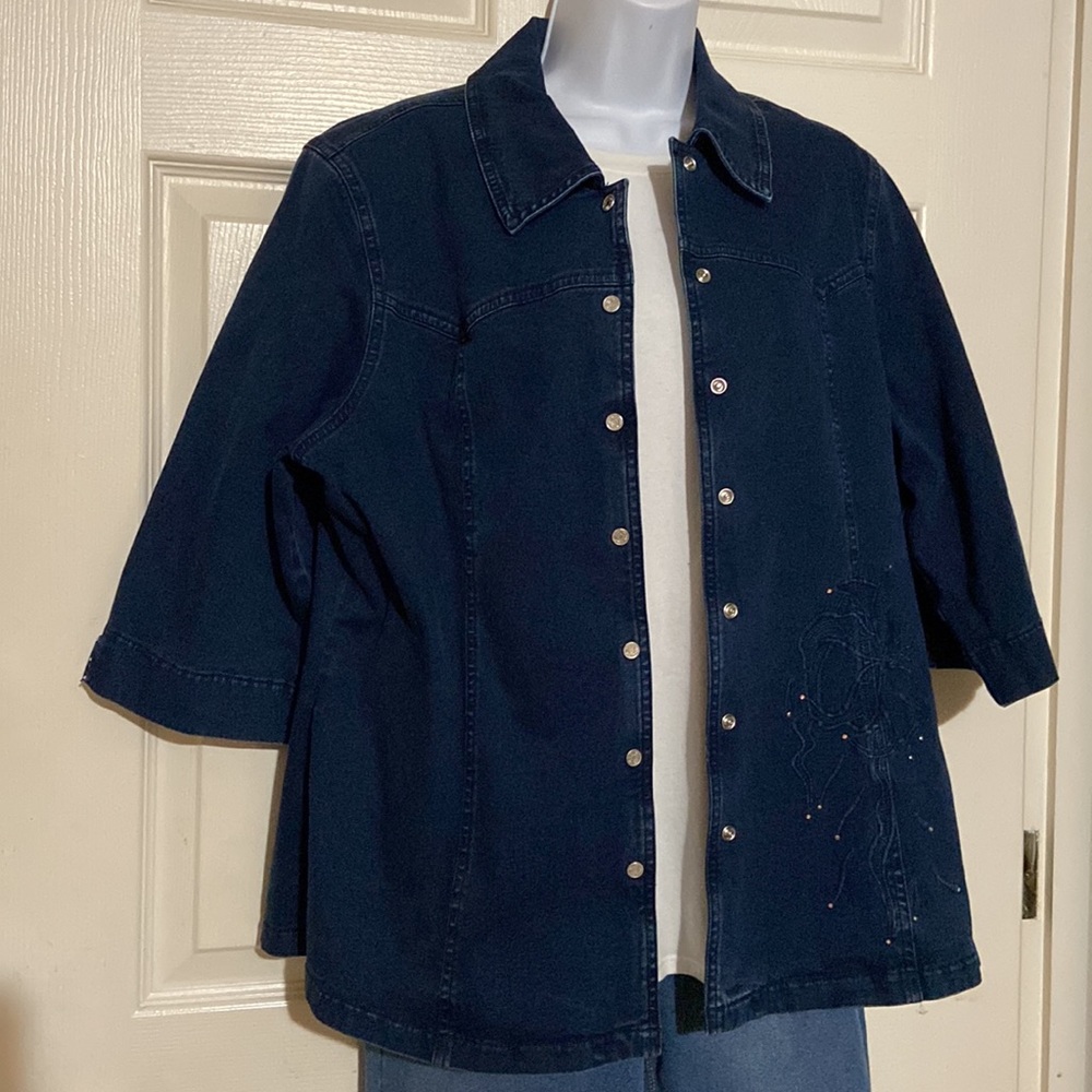 Lafei Nier Women’s Stretch Denim 3/4 Sleeve Shirt Size 14
